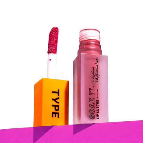 42672819241038, Type Beauty Soak It Lip Lustre in Socialite - open tube and applicator