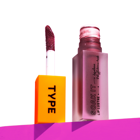 42672819273806, Type Beauty Soak It Lip Lustre in Self Made - open tube and applicator