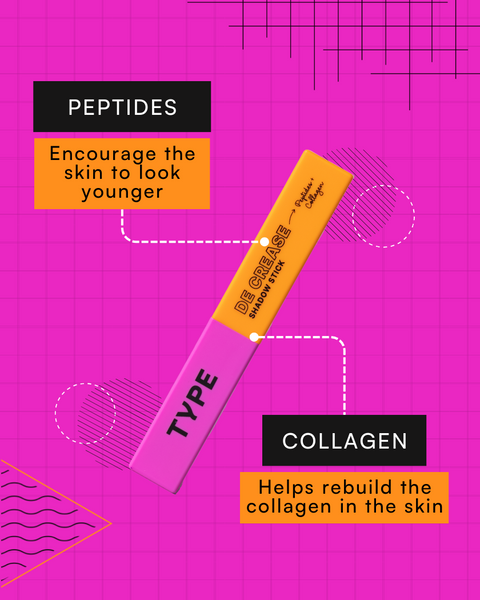 "Decrease Eyeshadow Stick with peptides and collagen for youthful skin."