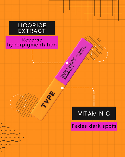 EYE LIGHT Eyeshadow Stick with licorice extract and vitamin C benefits.