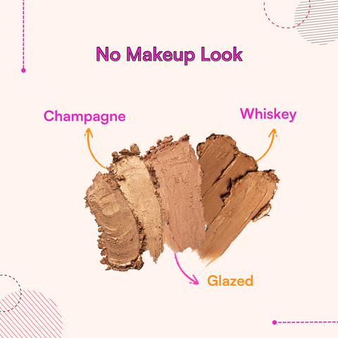 Eyeshadow Combo featuring Champagne, Whiskey, and Glazed shades for a natural look.