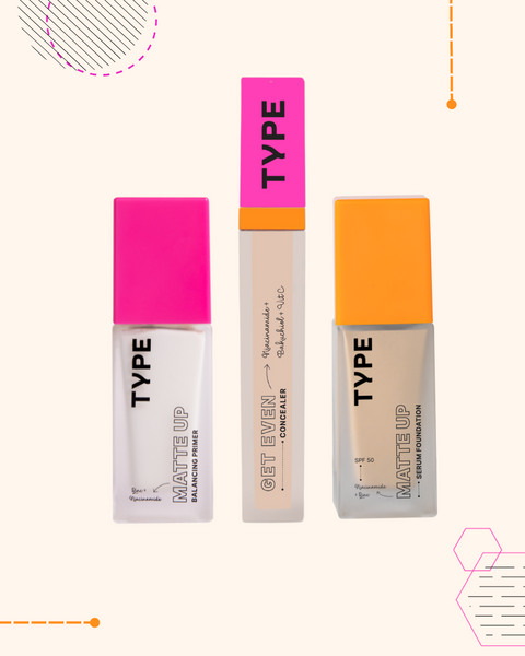 The Matte Up Set featuring primer, concealer, and foundation.