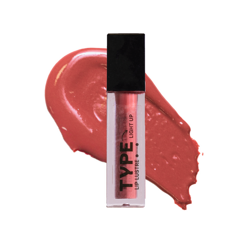 Light Up Lip Lustre Mini with pink gloss swatch on white background.