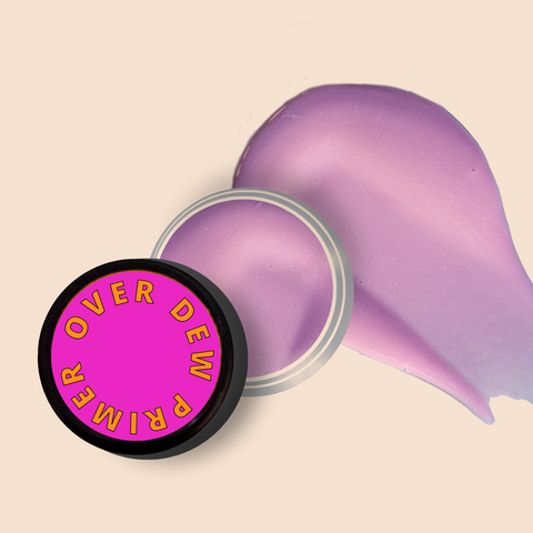 OVER DEW Plumping Primer Mini in a stylish circular container.