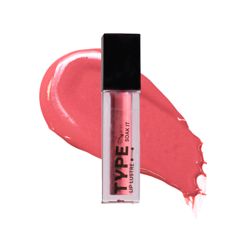 SOAK IT LIP LUSTRE MINI in glossy pink finish on white background.