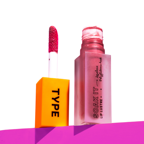 42672819306574, Type Beauty Soak It Lip Lustre in Obsession - open tube and applicator