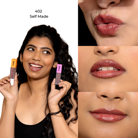 42672819273806, Type Beauty Soak It Lip Lustre in Self Made - on-model lip swatches