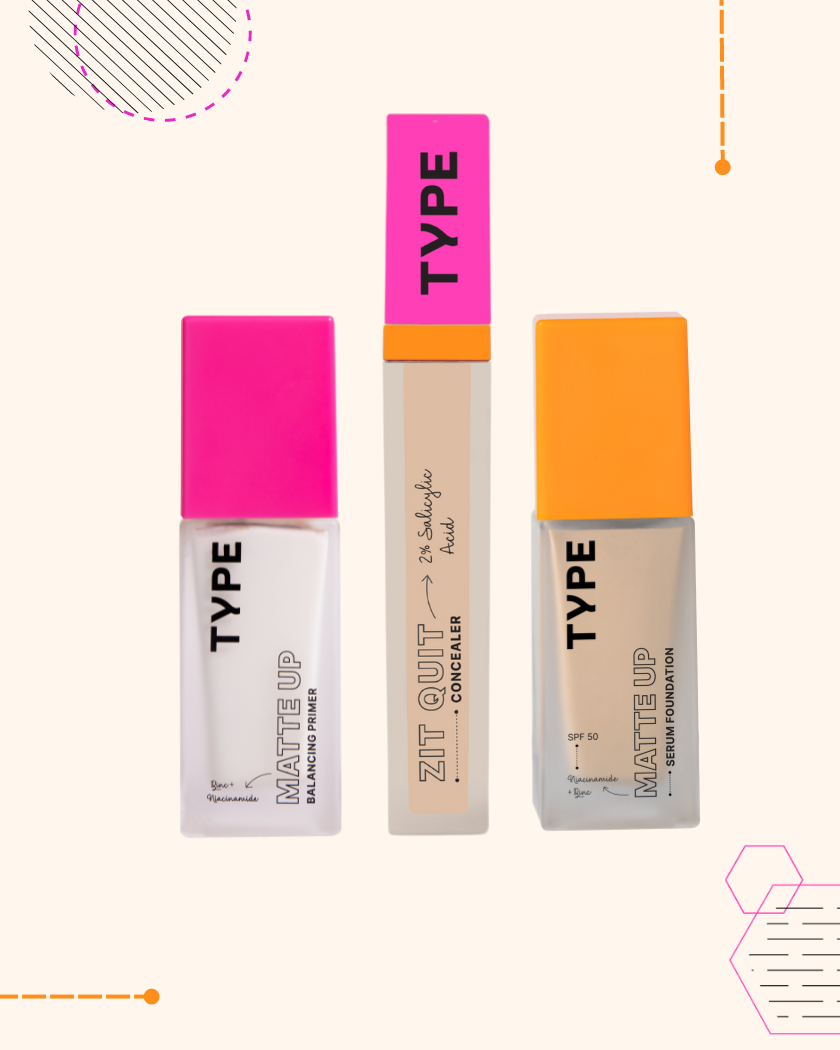 The Zit Quit Set with matte primer, concealer, and serum foundation.